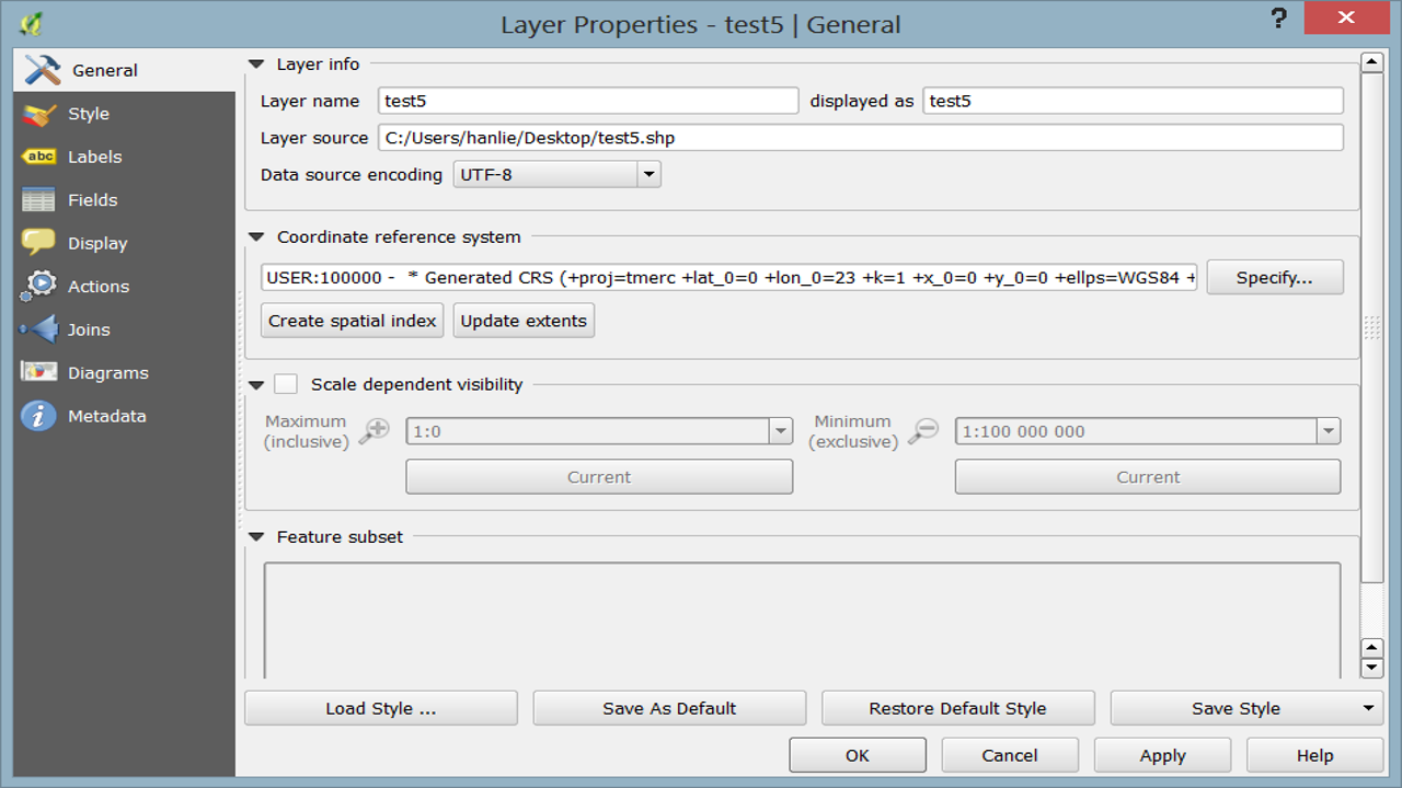 User-specified CRS assigned to shapefile